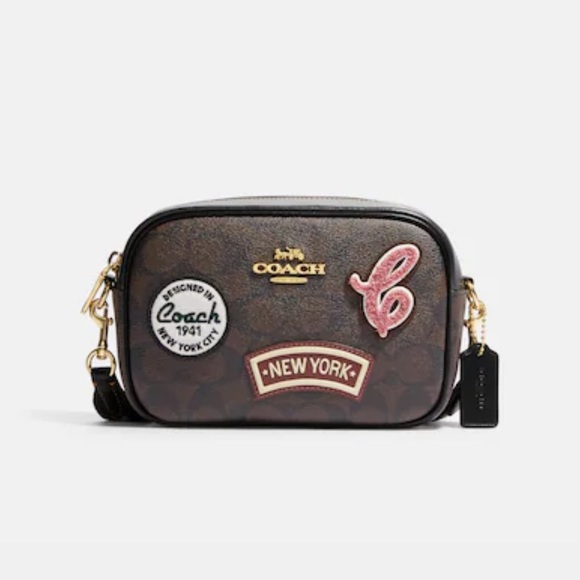 Coach Handbags - NWT Coach Mini Jamie Camera Bag In Signature
Canvas With Ski Patches